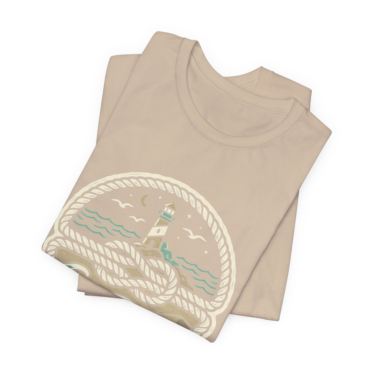 Knot Shore lighthouse rope waves T-Shirt | Coastal graphic tee