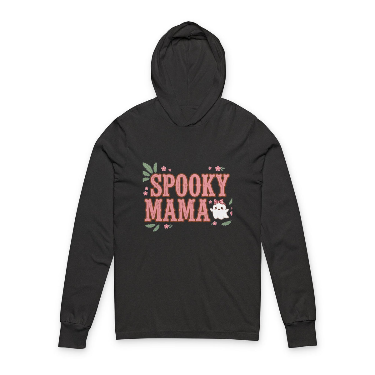 Hooded Long Sleeve Tee - "Spooky Mama" Cute Halloween Mom Graphic