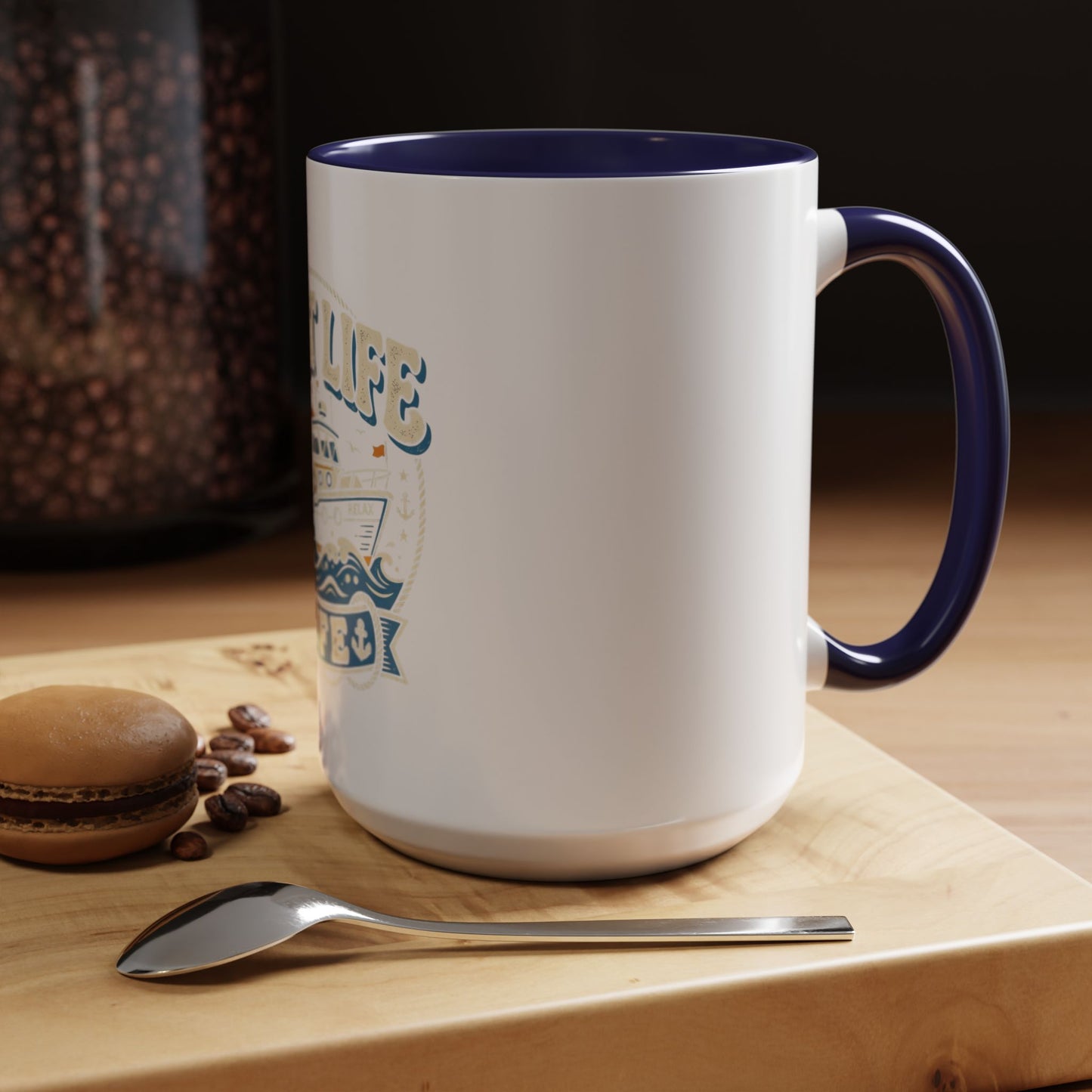 Boat Life Accent Coffee Mug — Nautical Marine Boat Lover Gift (11/15oz)