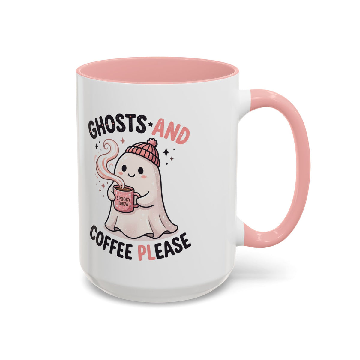 Ghosts and Coffee Please Mug — Cute Halloween Ceramic Accent Coffee Cup (11/15oz)