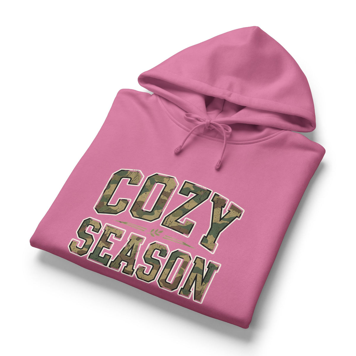 Cozy Season Hoodie — Women's Organic Mid-Weight Camo Lettering