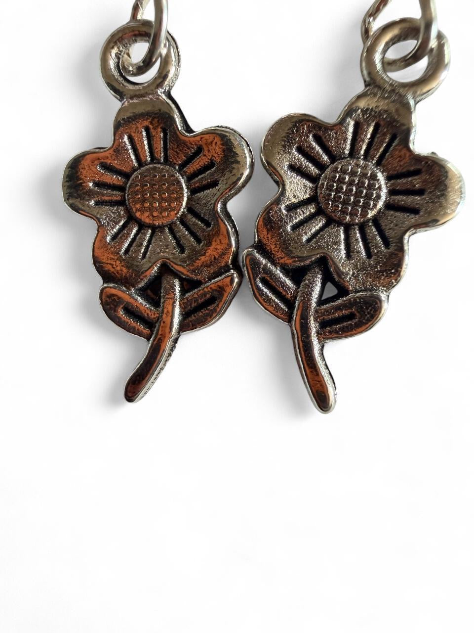 Handmade Silver Floral Drop Earrings