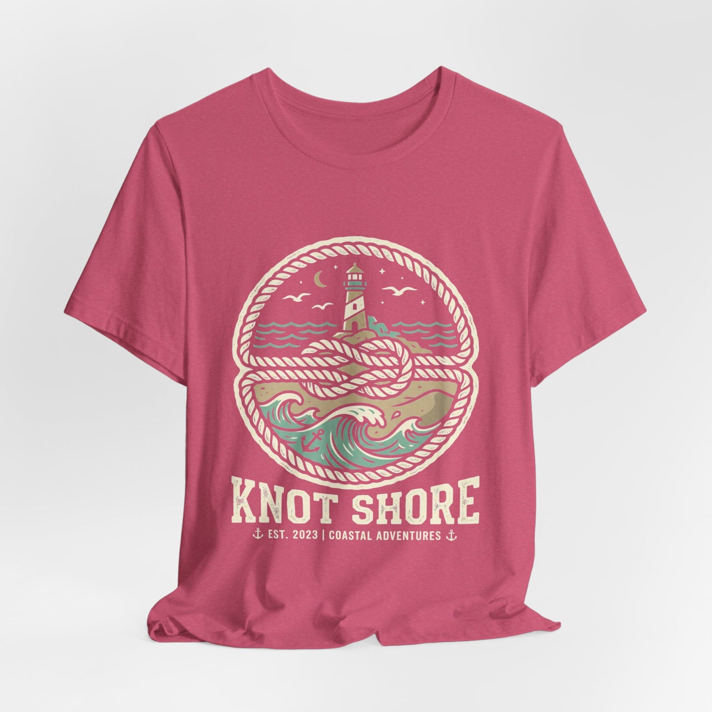 Knot Shore lighthouse rope waves T-Shirt | Coastal graphic tee