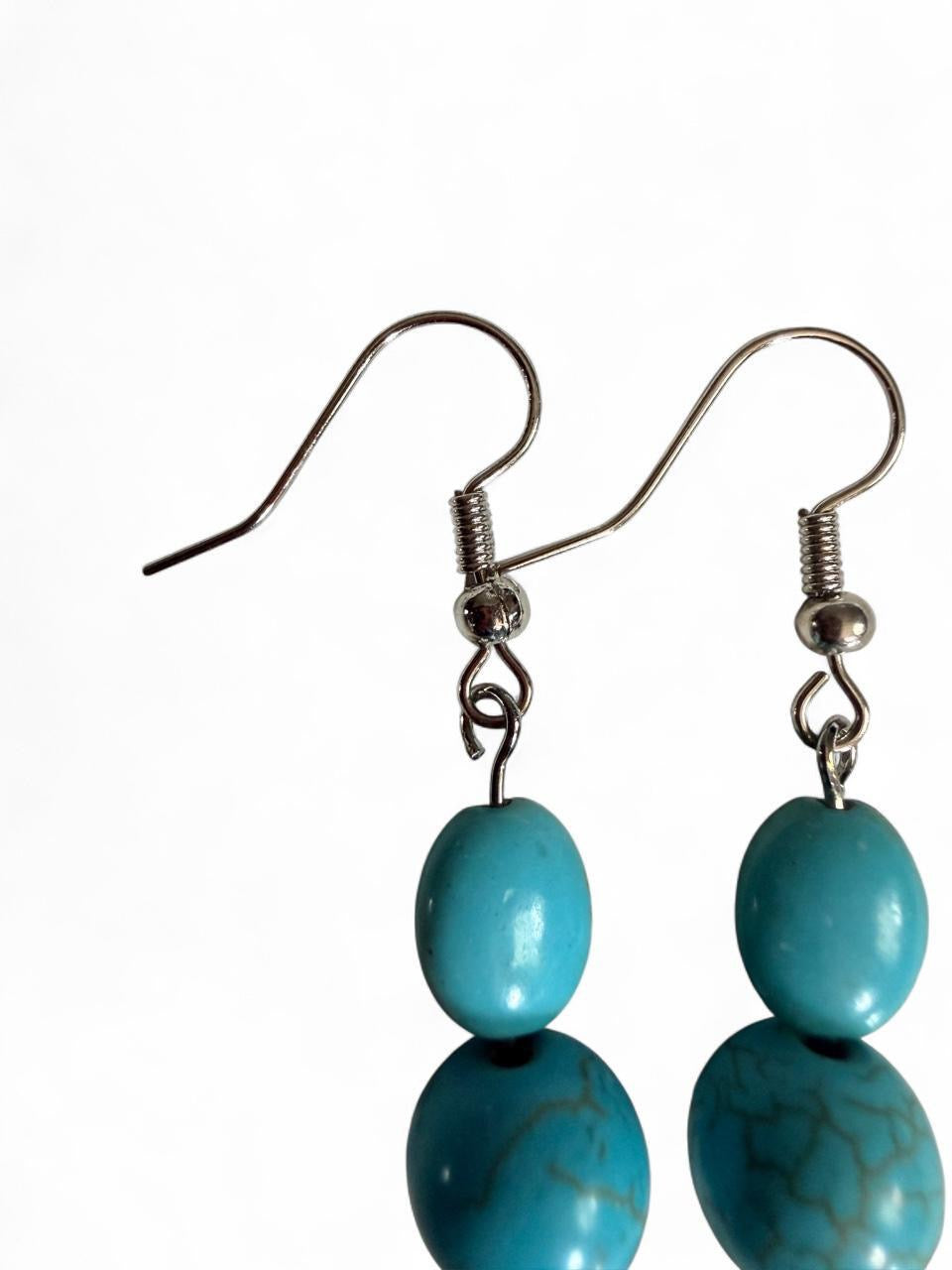 Harvest SOULS Silver Turquoise Feather Dangle Earrings