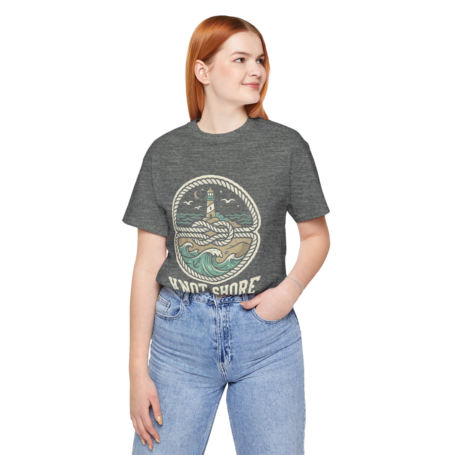 Knot Shore lighthouse rope waves T-Shirt | Coastal graphic tee