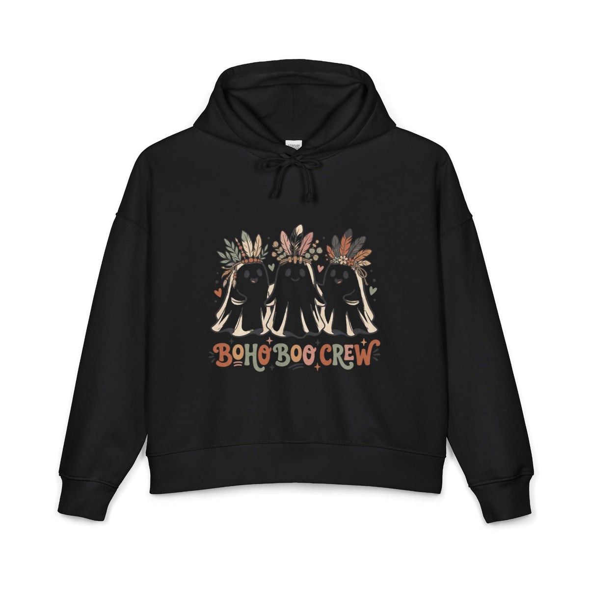 Boho Boo Crew Hoodie — Cute Ghosts with Floral Crowns, Halloween Bohemian Sweatshirt