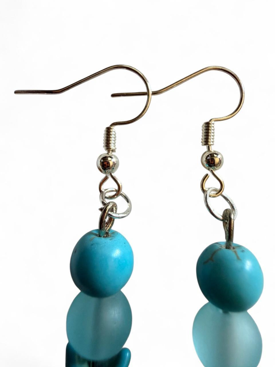 Handcrafted Turquoise Starfish Coastal Dangle Earrings