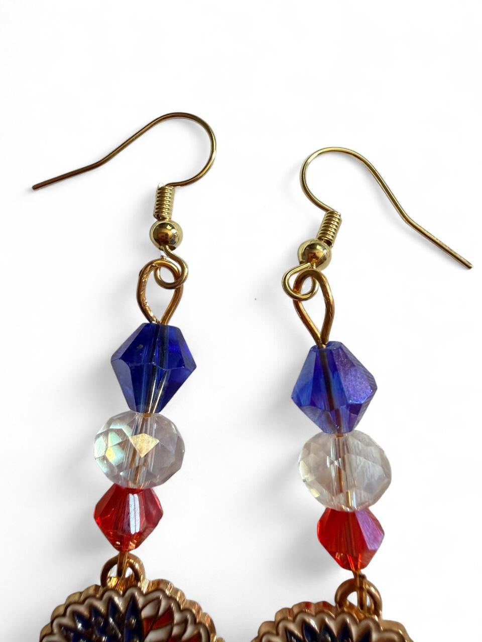 End of Summer Americana Sunflower Earrings - American Flag Flower Dangle