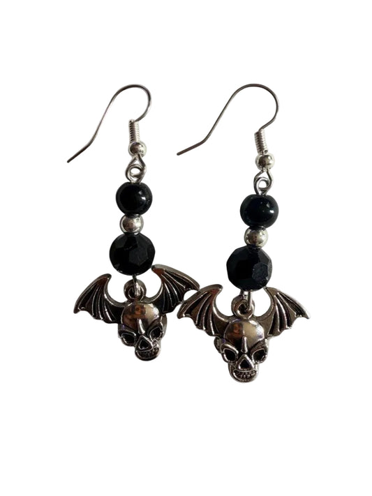 BOO-TIFUL SOULS Bat Skull Dangle Earrings