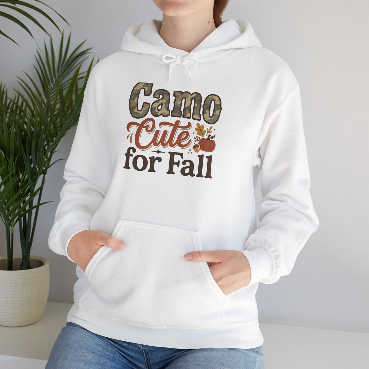 Camo Cute for Fall Hoodie — Autumn Camo Graphic Pullover for Women & Kids