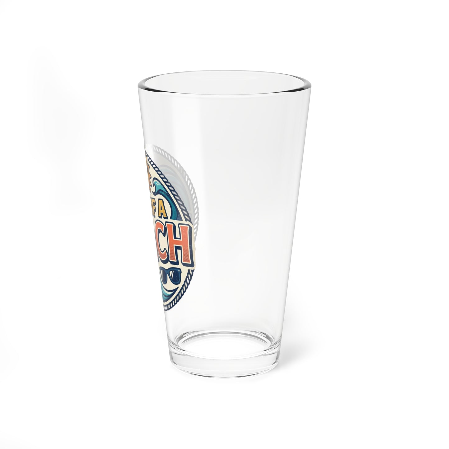 Son of a Beach Mixing Glass | 16oz Beachy Sun Waves Design