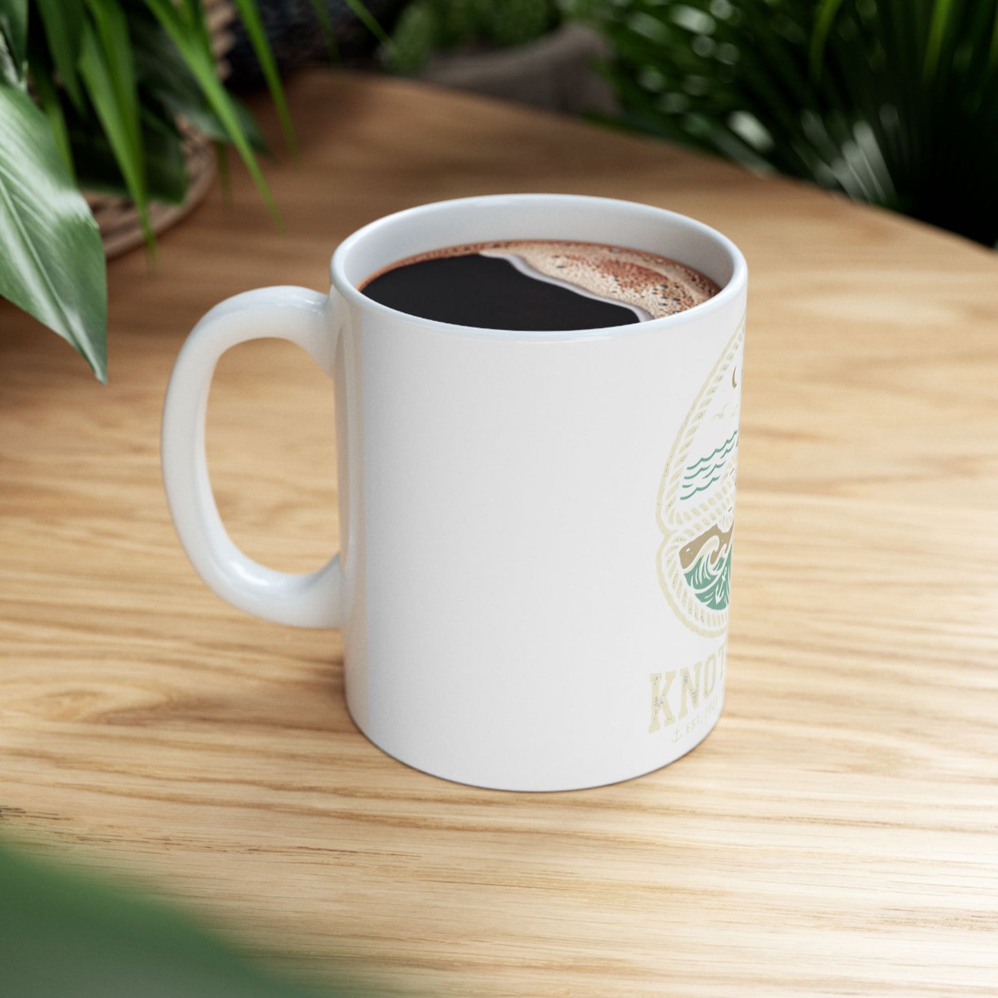 Nautical 'Knot Shore' Ceramic Mug — Lighthouse Ocean Waves Coffee Cup (11oz/15oz)