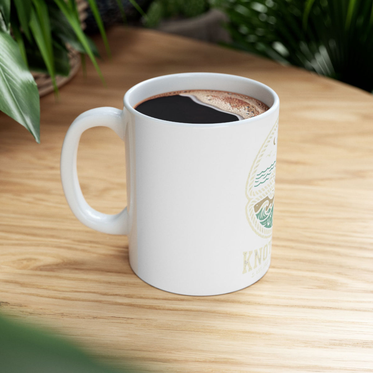 Nautical 'Knot Shore' Lighthouse Ceramic Mug — Coastal Coffee Cup (11oz/15oz)