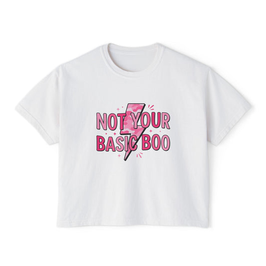 Not Your Basic Boo Women's Boxy Tee — Pink Lightning Graphic