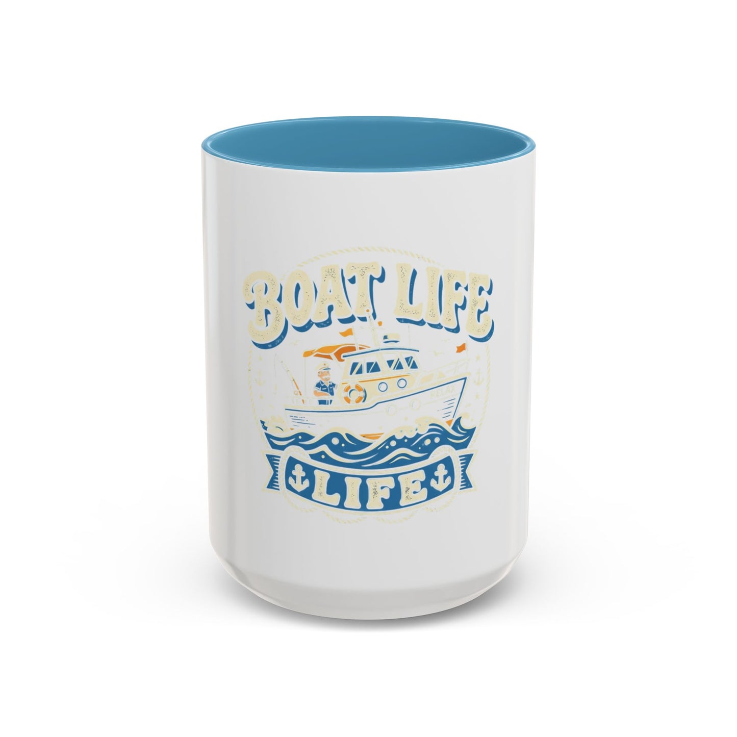 Boat Life Accent Coffee Mug — Nautical Marine Boat Lover Gift (11/15oz)