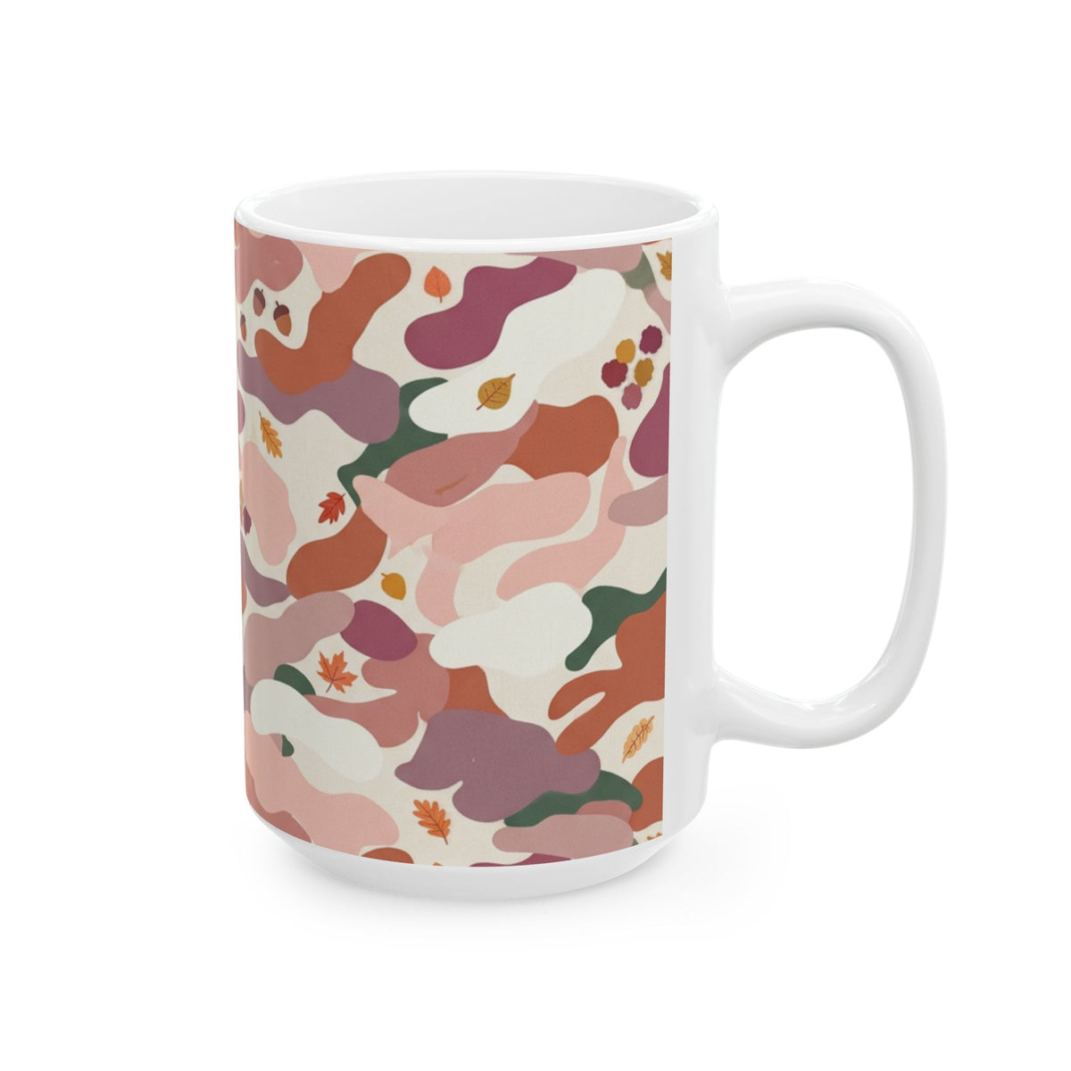 Abstract Floral Camo Ceramic Mug – Pink Terracotta Pattern (11oz & 15oz)