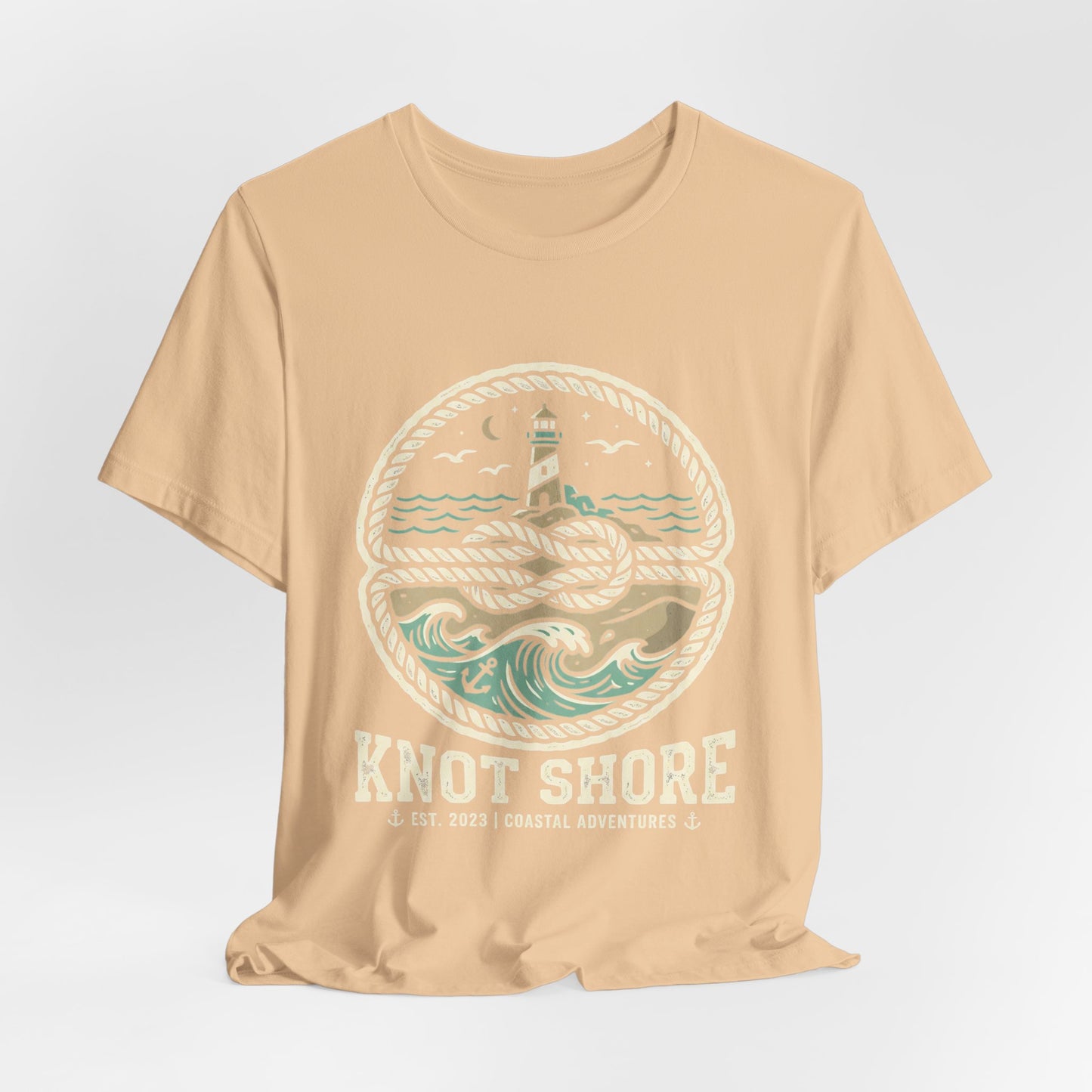 Knot Shore lighthouse rope waves T-Shirt | Coastal graphic tee