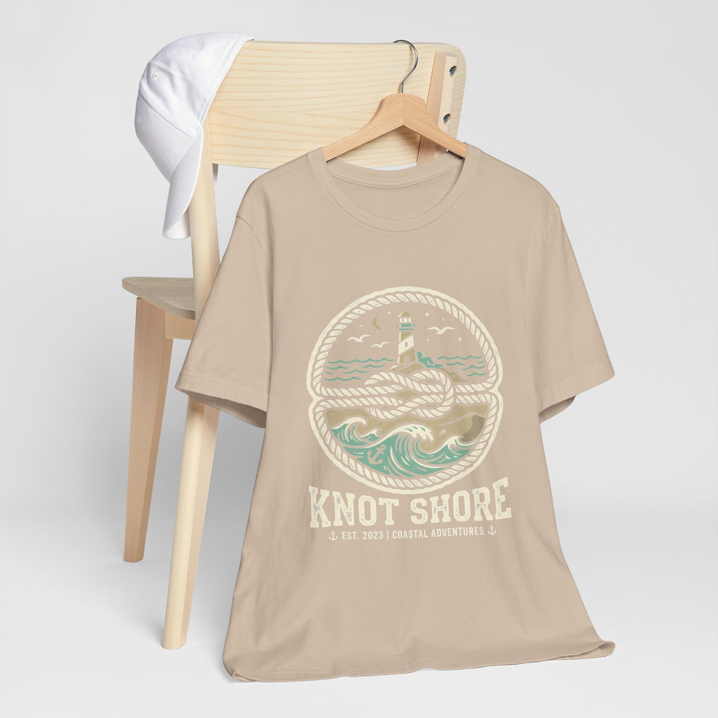 Knot Shore lighthouse rope waves T-Shirt | Coastal graphic tee