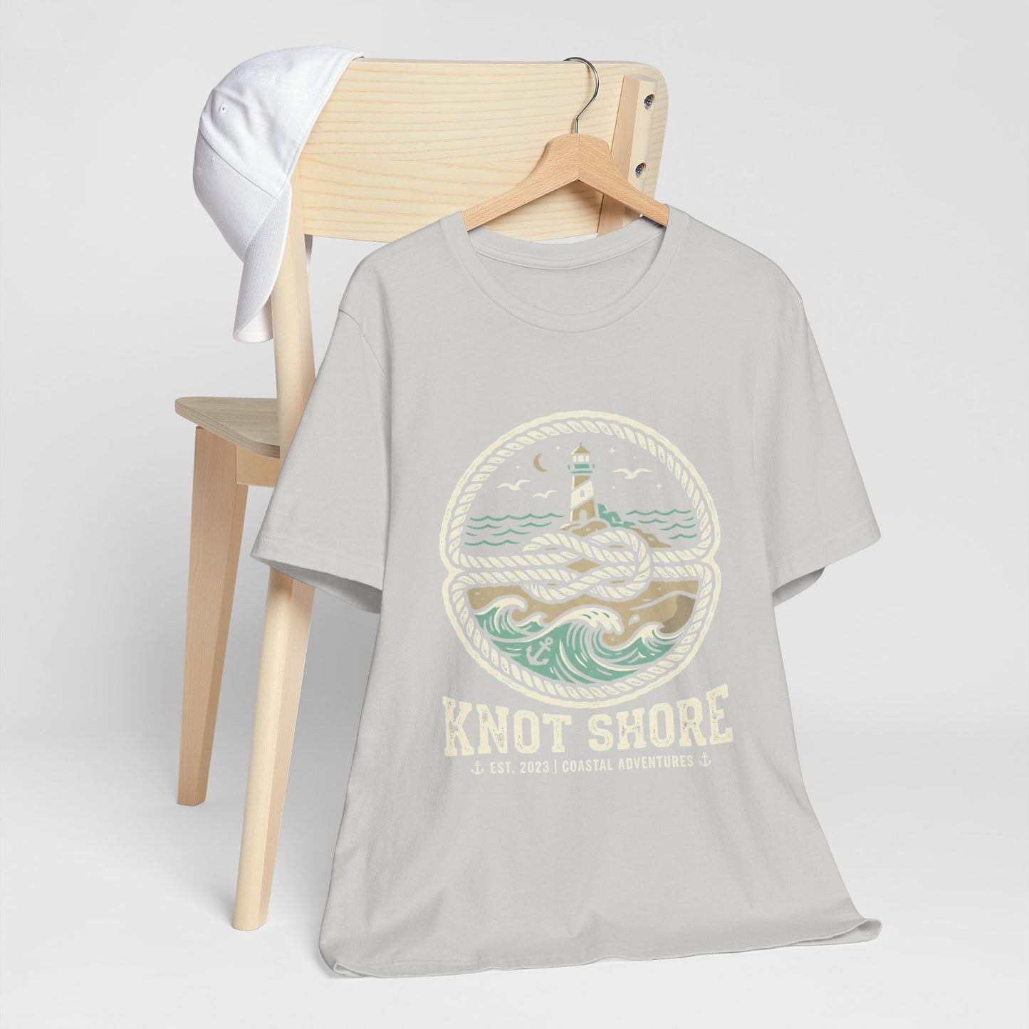 Knot Shore lighthouse rope waves T-Shirt | Coastal graphic tee