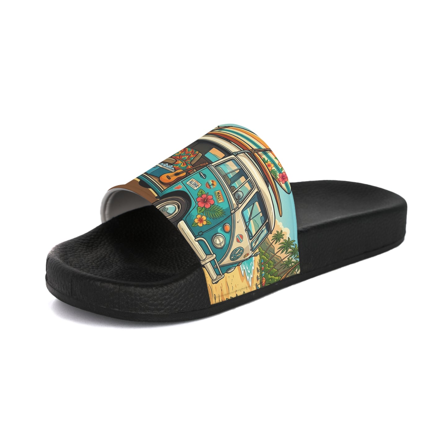 Beach Van Slide Sandals — Sunset Surf Graphic Women's Slides