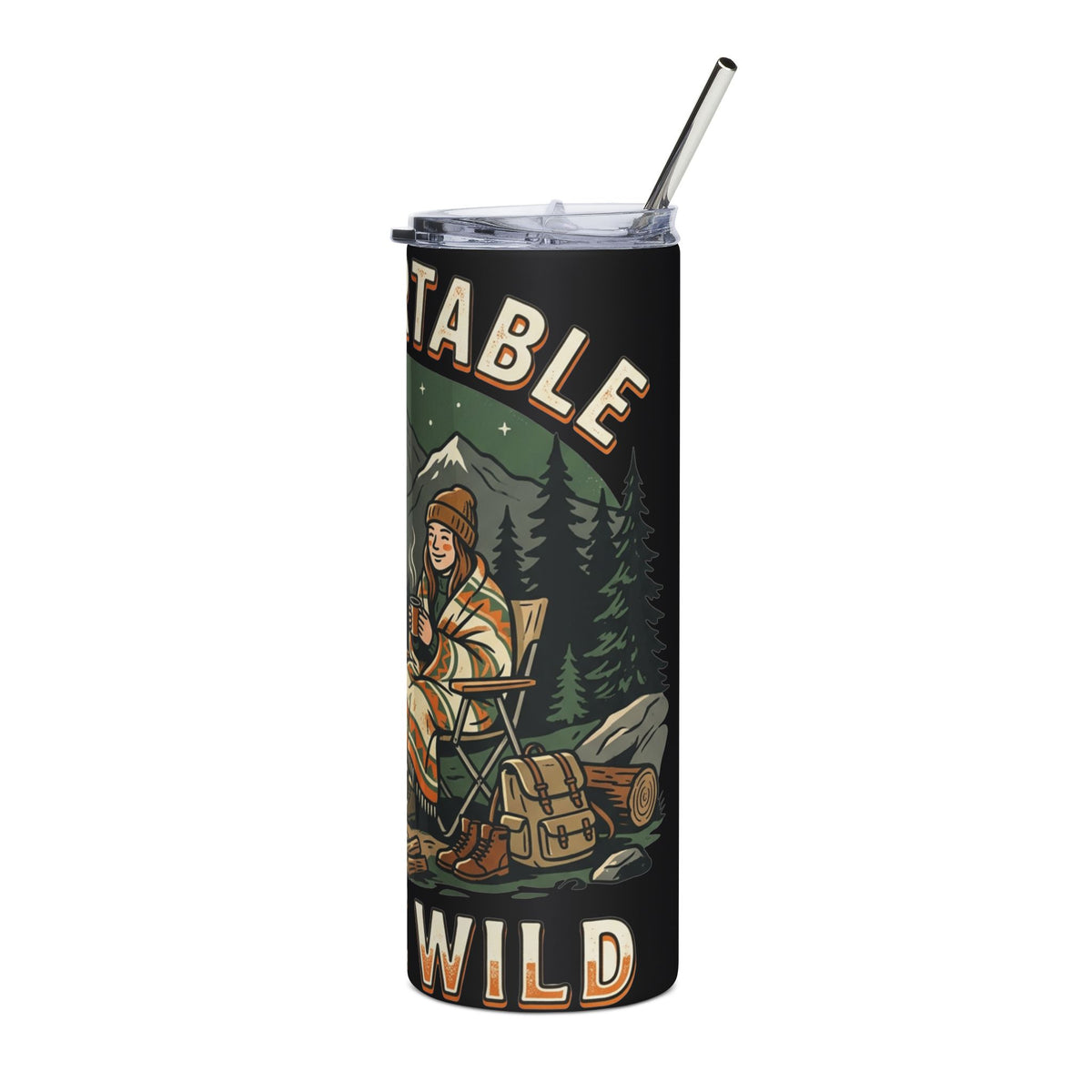 Camping Tumbler — "Comfortable in the Wild" Insulated 20oz Stainless Steel Travel Mug