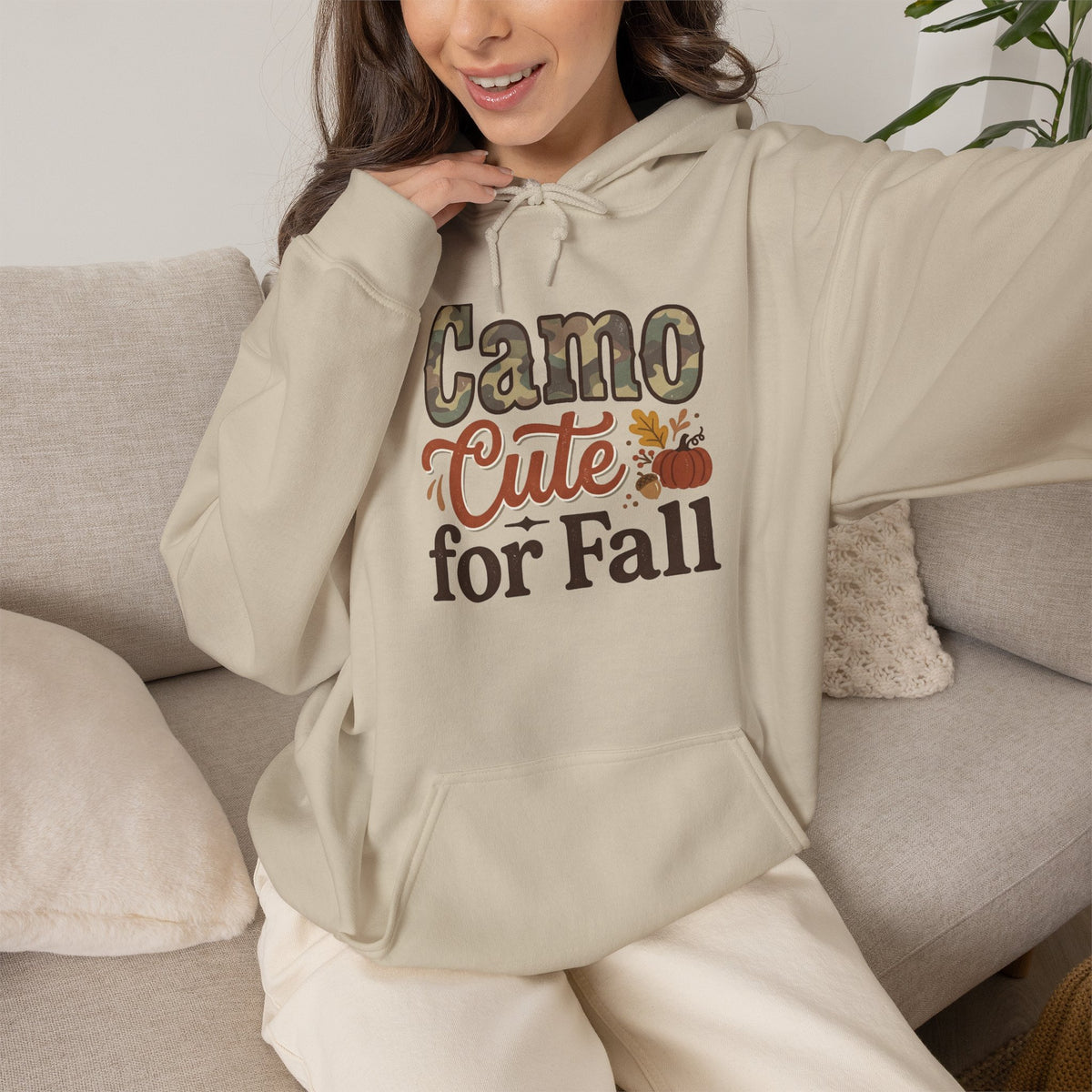 Camo Cute for Fall Hoodie — Autumn Camo Graphic Pullover for Women & Kids