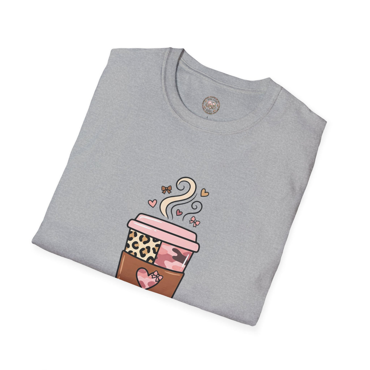 Fueled by Coffee & Camo T-Shirt — Cute Leopard Travel Coffee Cup Tee