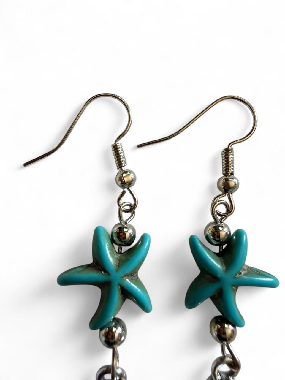 Handcrafted Turquoise Sea Turtle & Seashell Dangle Earrings