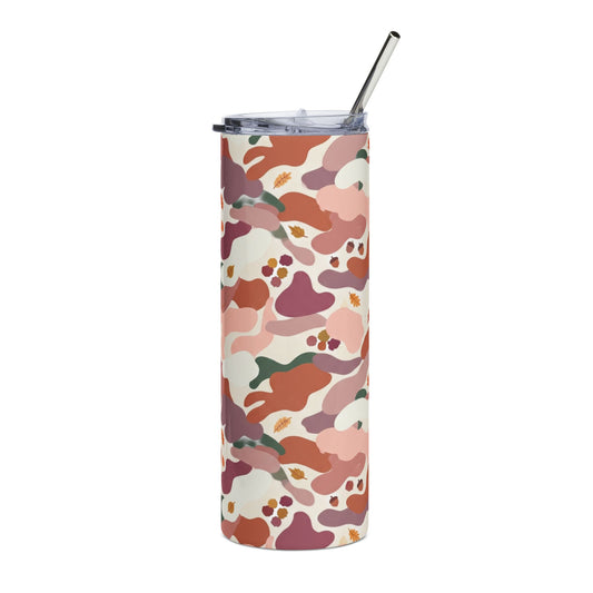 20oz Stainless Steel Tumbler — Pink Camo Floral Slim Travel Cup