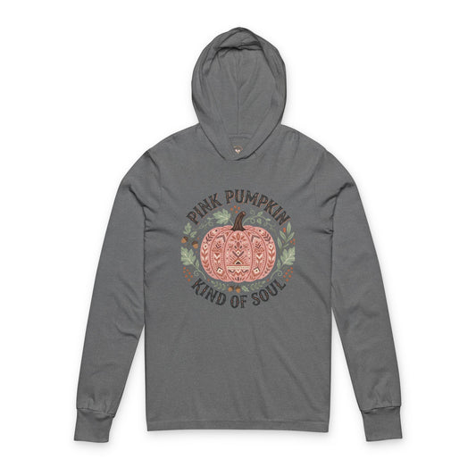 Pink Pumpkin Hoodie Long Sleeve Tee — "Pink Pumpkin, Kind of Soul" Fall Graphic Shirt