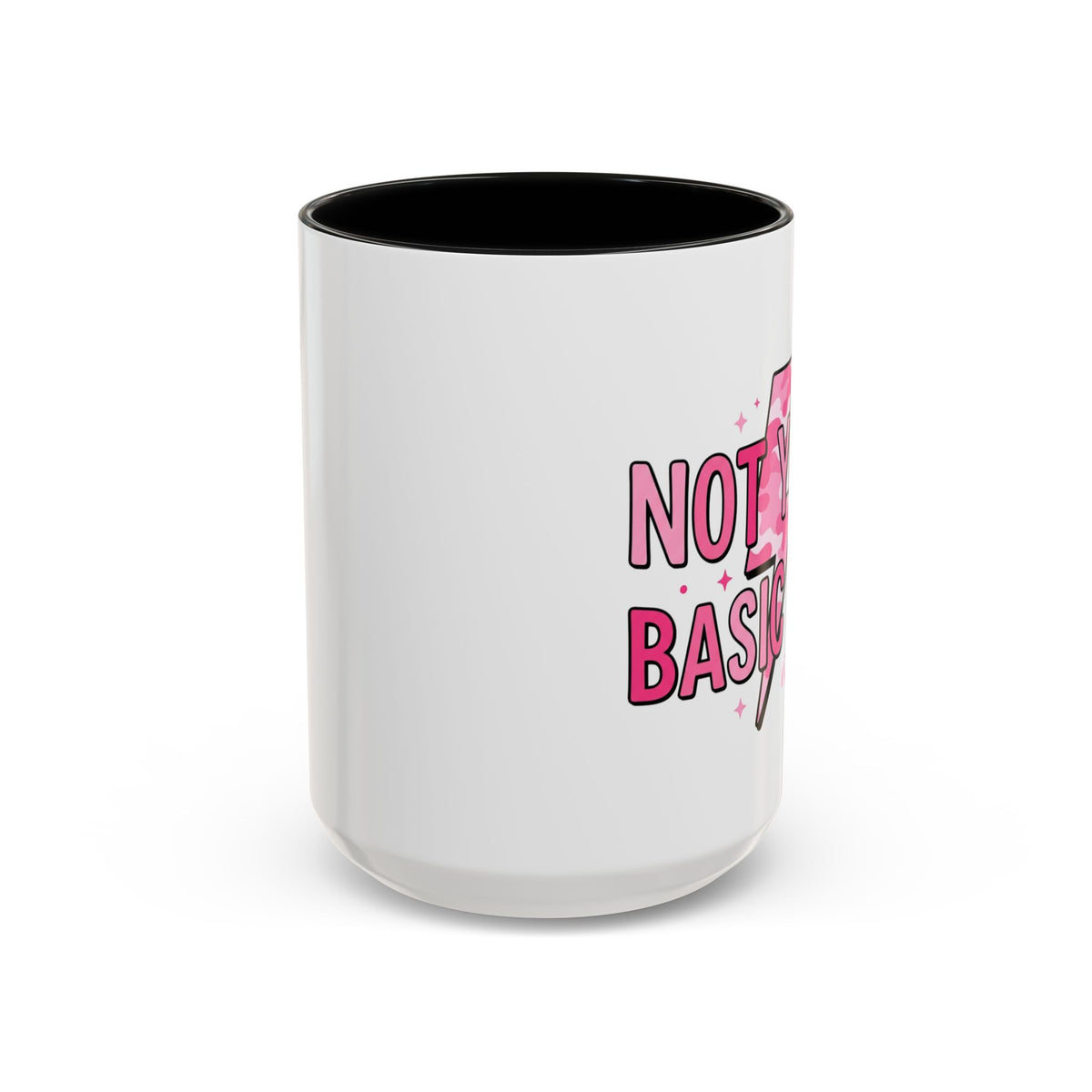 Not Your Basic Boo Coffee Mug — Cute Pink Ghost Accent Mug (11/15oz)