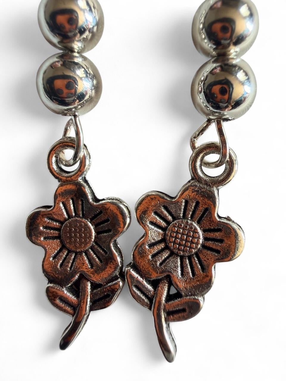 Handmade Silver Floral Drop Earrings