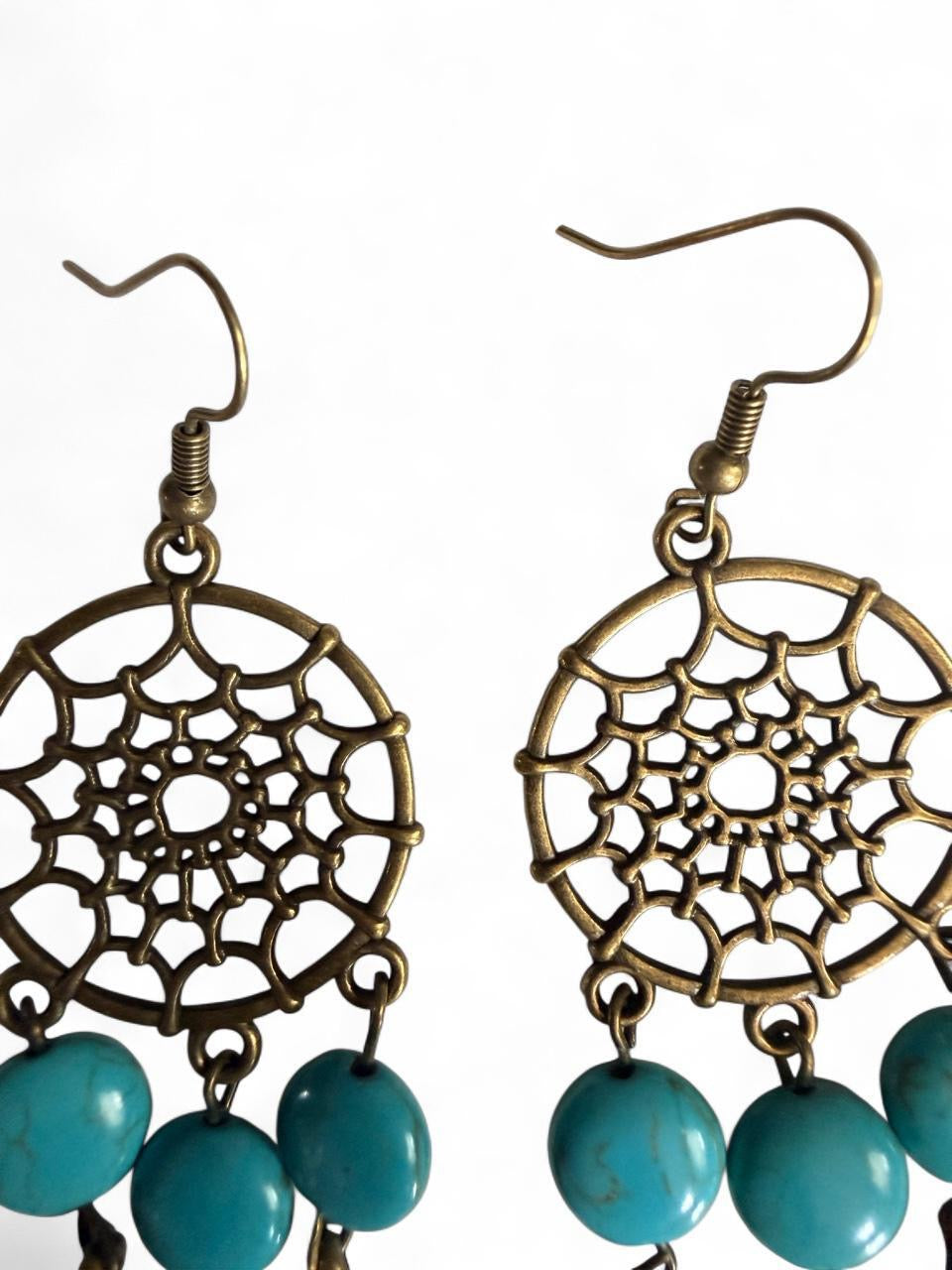 Harvest SOULS Turquoise Dreamcatcher Feather Earrings