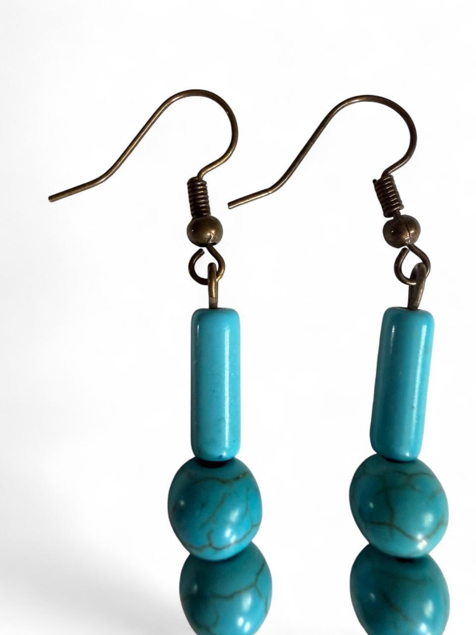 Harvest Souls Turquoise Feather Dangle Earrings