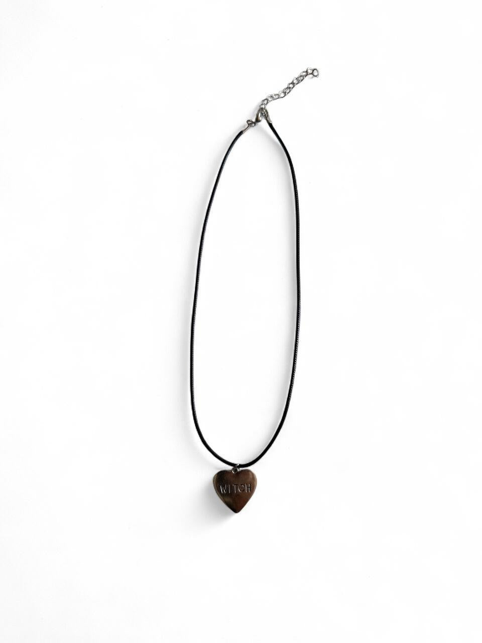 Boo-tiful Witch Heart Necklace | Stamped WITCH Heart Pendant | Halloween Black Cord Necklace | Boo-tiful Souls Collection