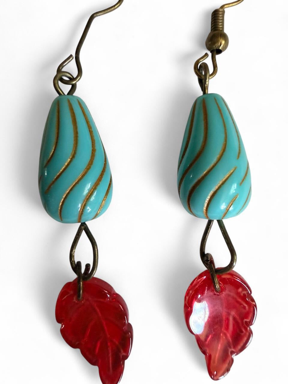 Harvest Souls – Turquoise Trail & Red Leaf Earrings