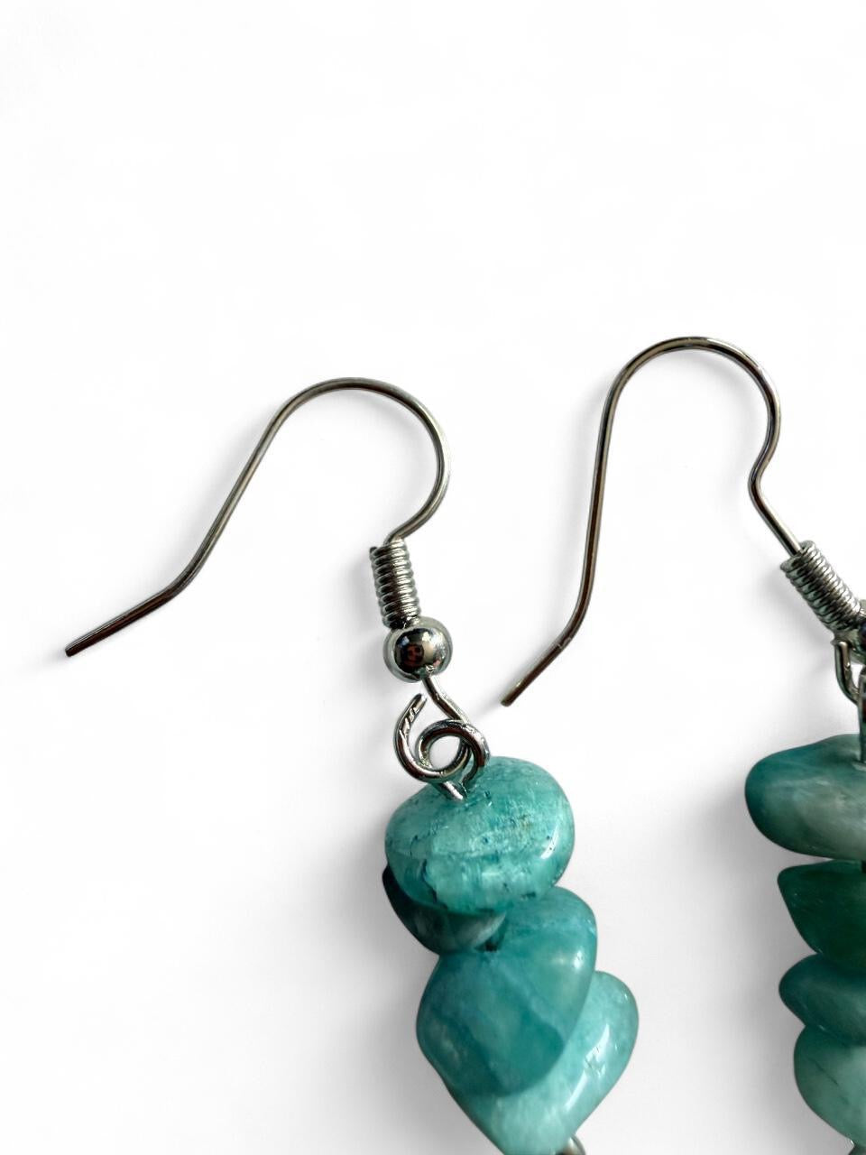 Tree of Life Amazonite Chip Earrings | Boho Handmade Dangle Earrings