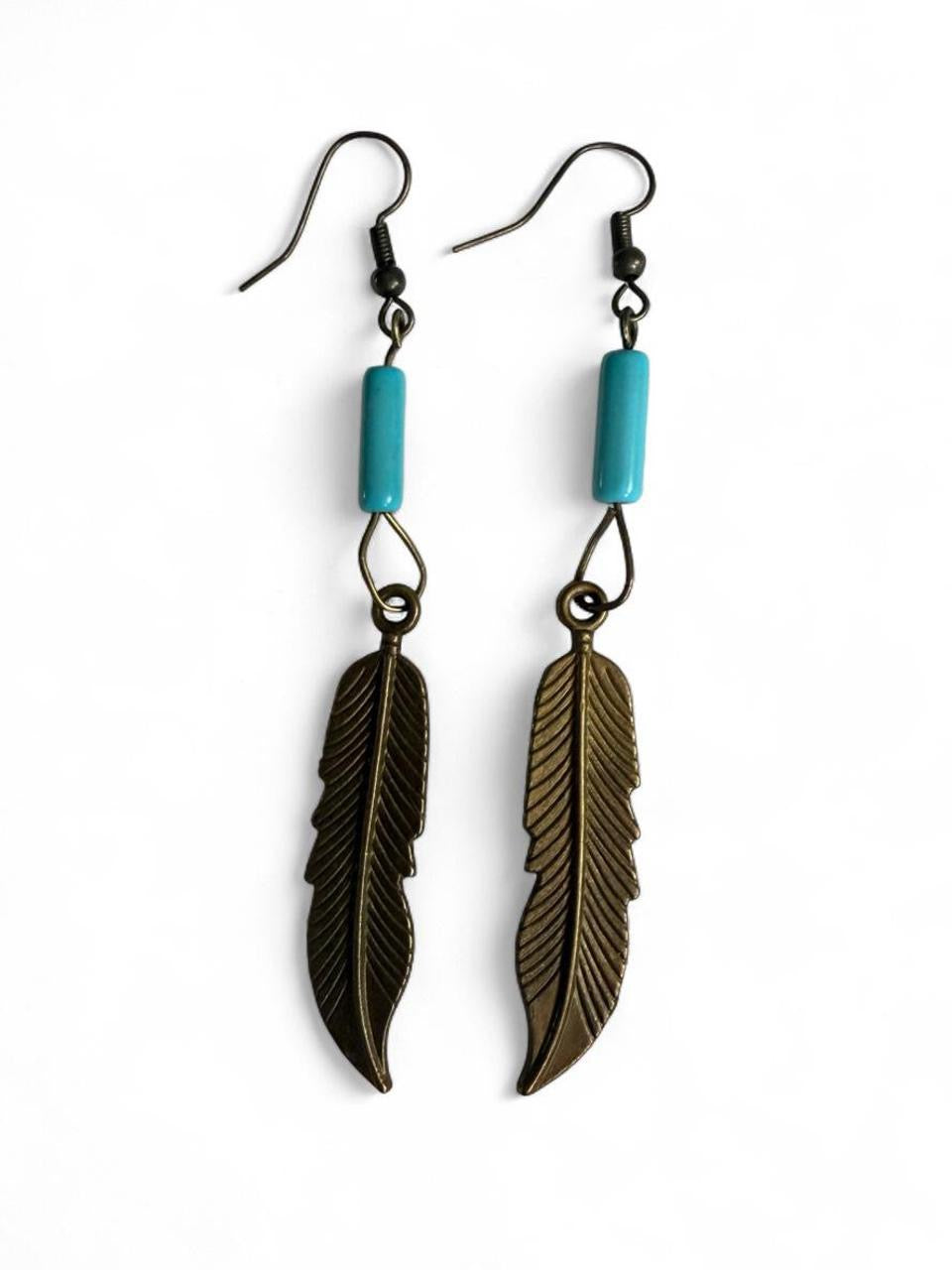 Harvest Souls Turquoise Feather Earrings