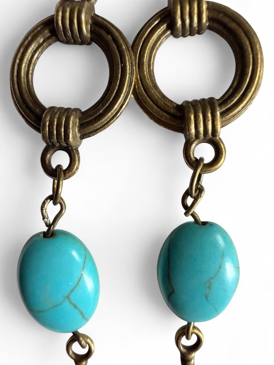 Desert Breeze Turquoise Feather Dangle Earrings – Boho Western Style