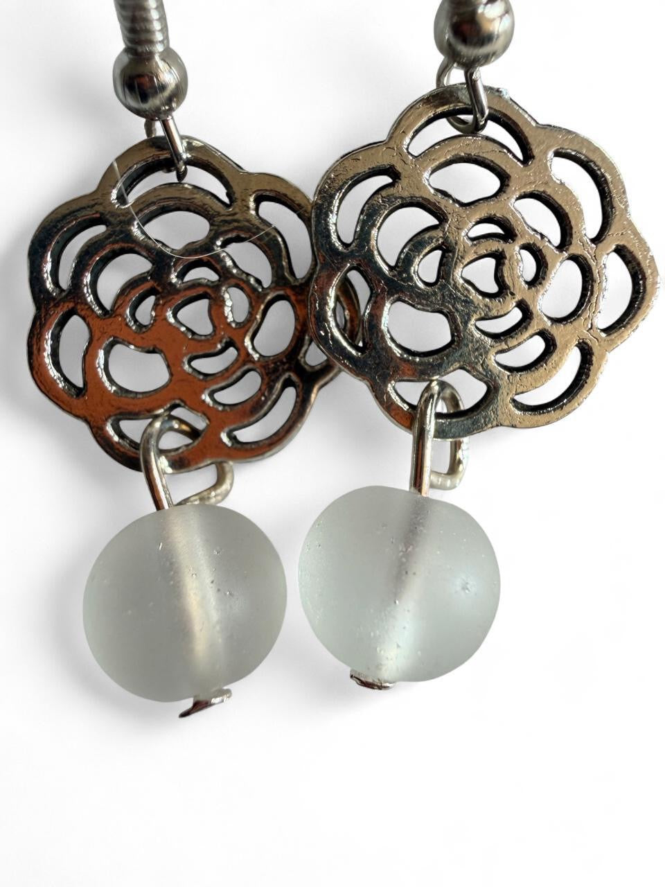 Handmade Frosted Acrylic Drop Earrings