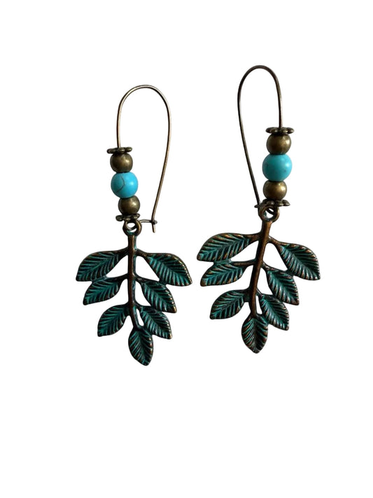 Harvest Souls – Patina Leaf Branch Earrings