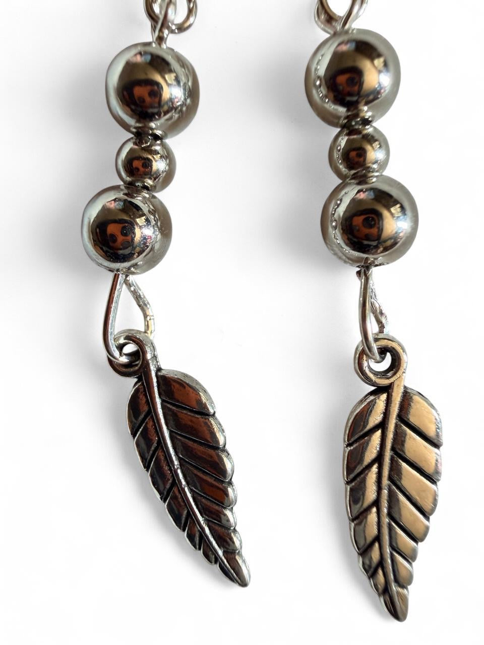 Handmade Silver Leaf Drop Earrings
