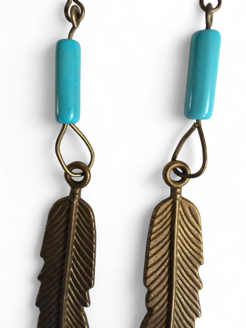 Harvest Souls Turquoise Feather Earrings