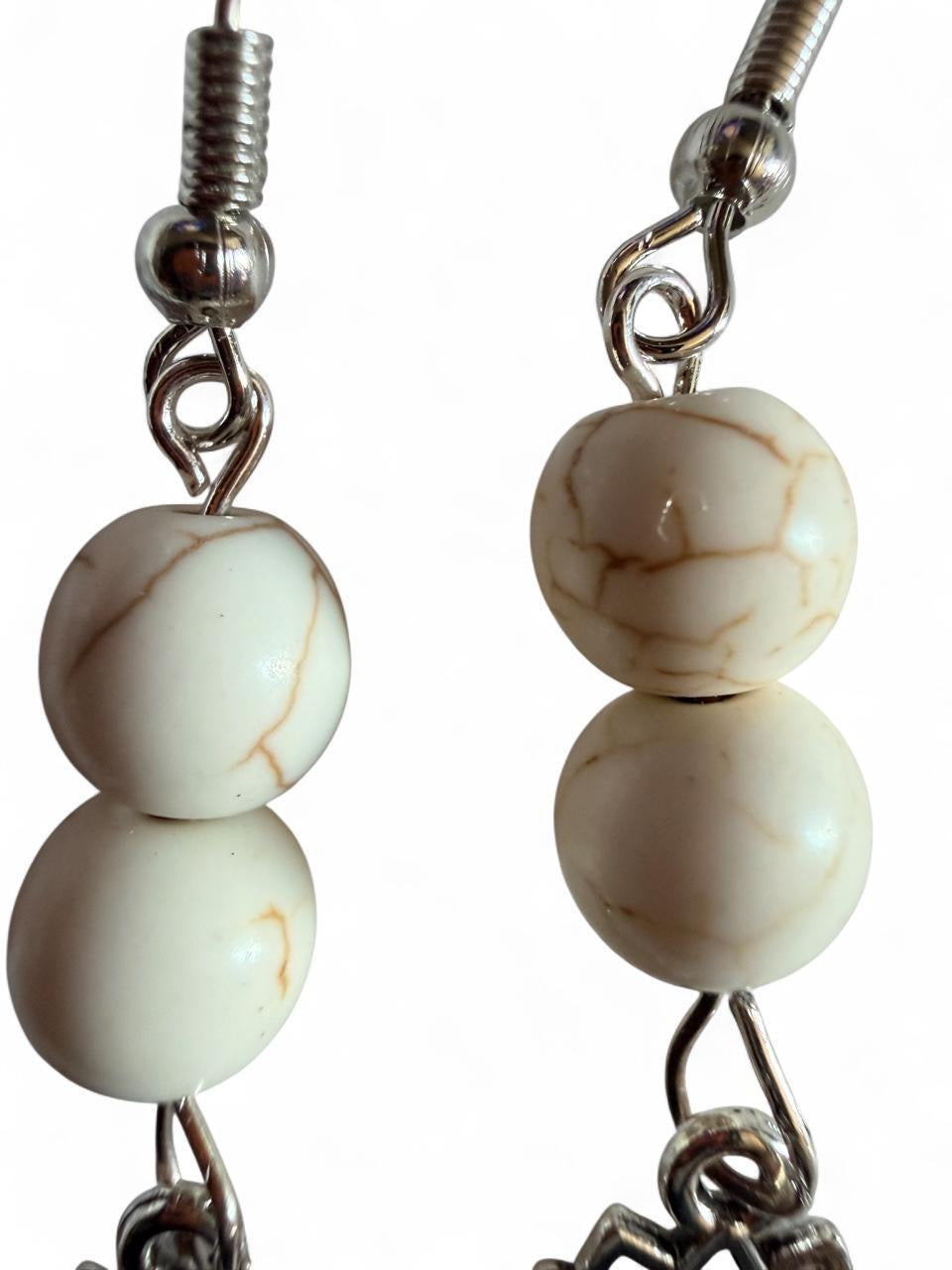 Handmade Cream Lotus Drop Earrings
