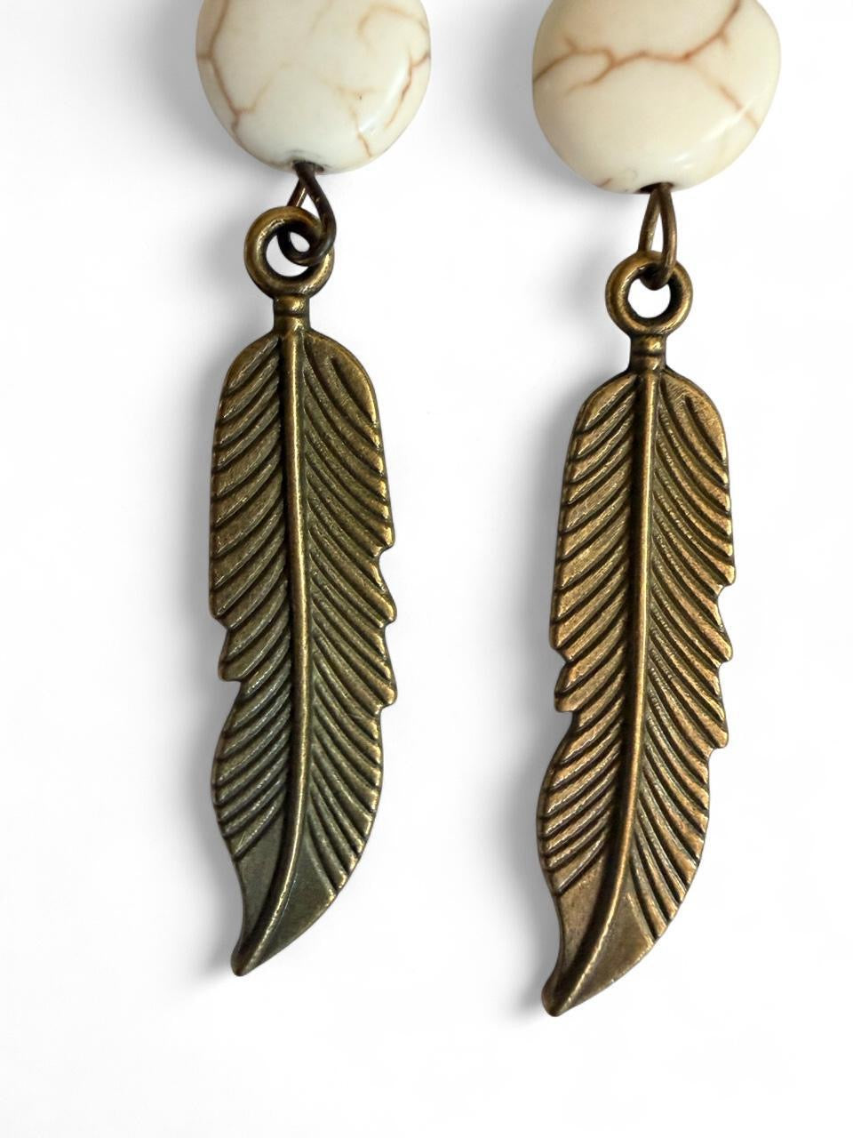 Harvest Souls – Turquoise & Cream Trail Bead Earrings
