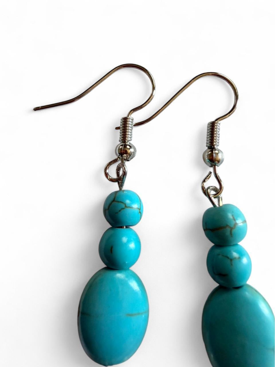 Handmade Turquoise Tree of Life Dangle Earrings – Boho Spiritual Beaded Earrings