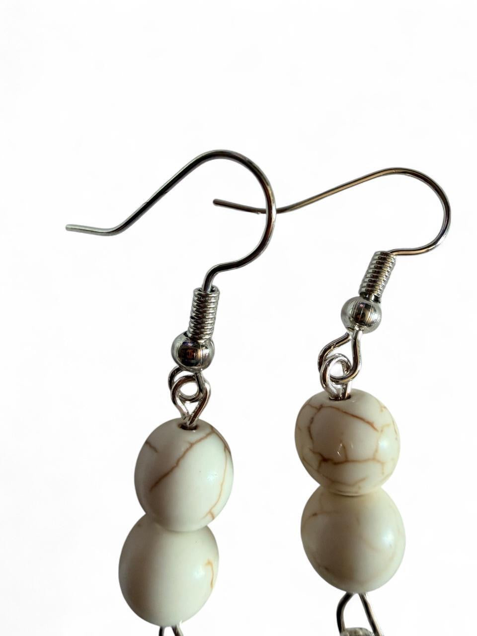 Handmade Cream Lotus Drop Earrings