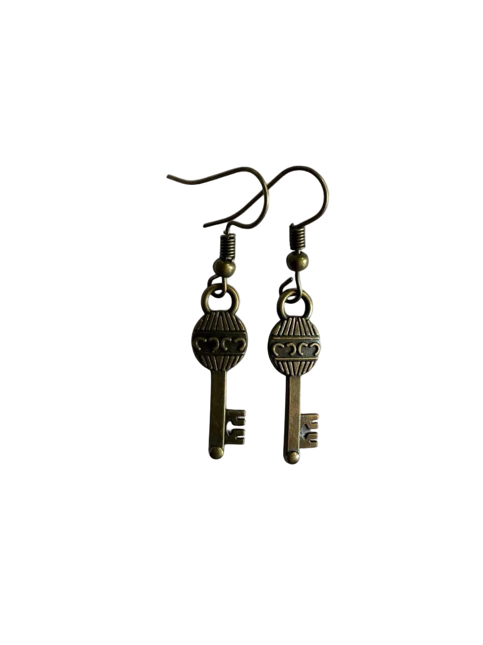 Handmade Bronze Skeleton Key Earrings – Vintage Statement Dangles