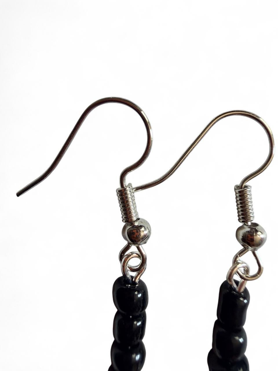 Boo-tiful Beaded Broomstick Earrings | Witch Broom Dangle Earrings with Black Beads | Halloween Earrings | Boo-tiful Souls Collection