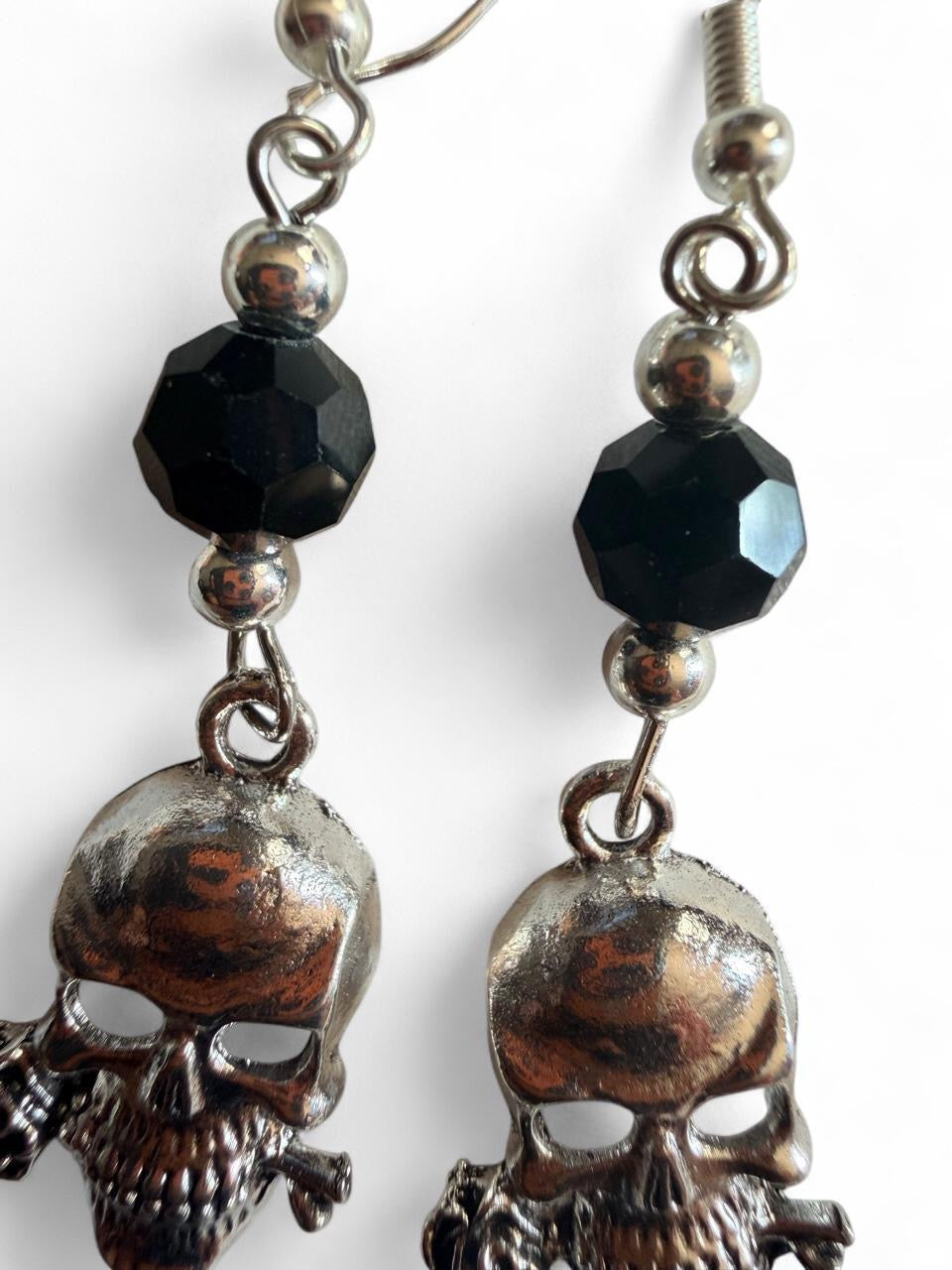 Rosebite Skull Dangle Earrings